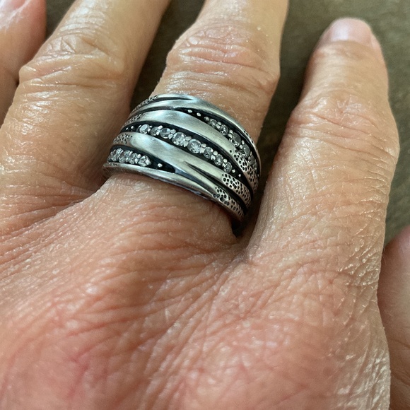 Silpada Organics Ring R2035 Sterling Silver Size 8 Cubic Zirconia CZ 925 Modern - Picture 3 of 3